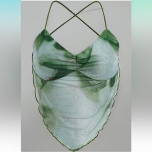 SHEIN Tie Dye Backless Mesh Cami Cropped Top